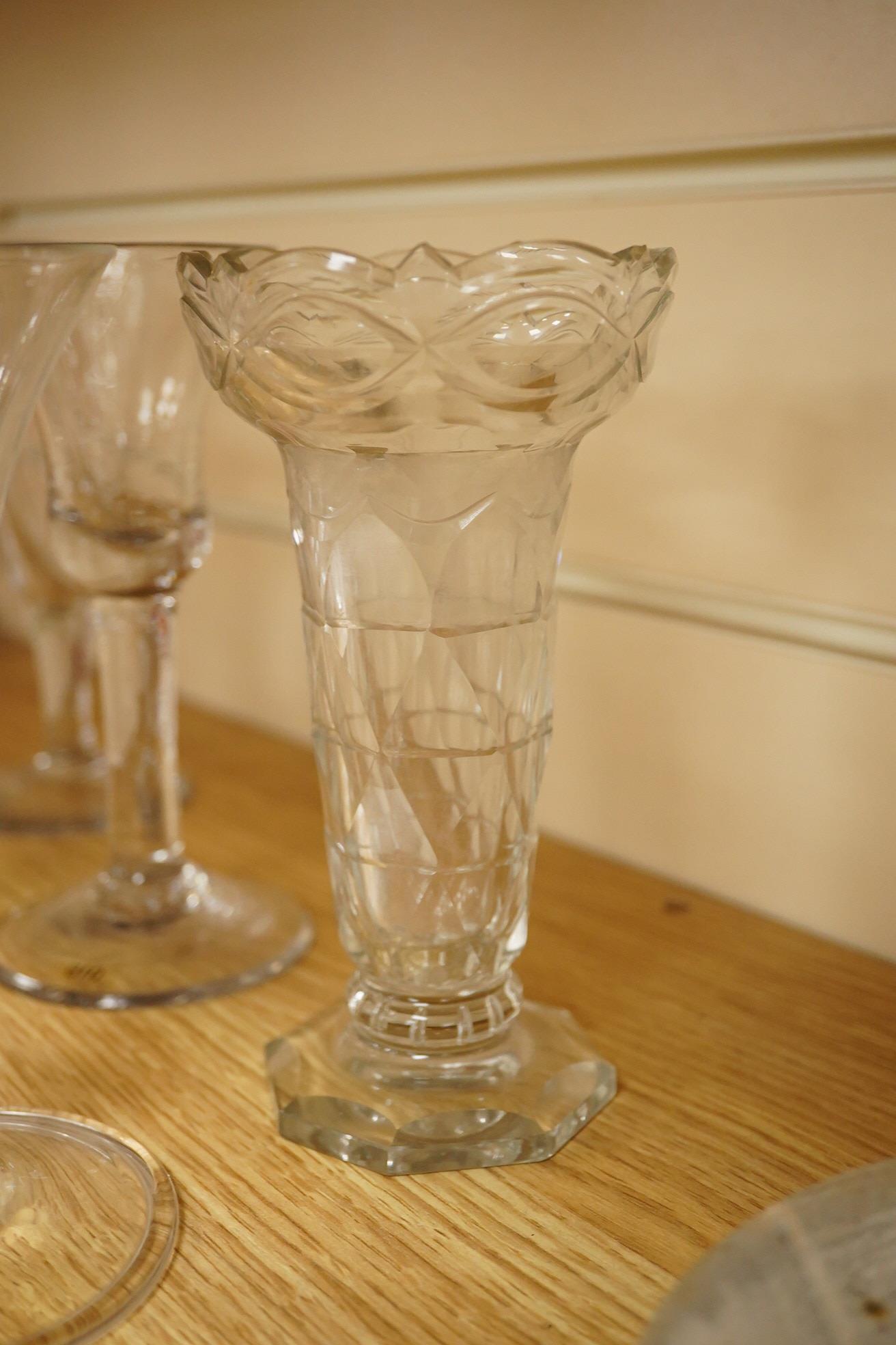 Eighteen various Georgian and later wine glasses, and a Bristol Music Festival goblet, latter 16cm